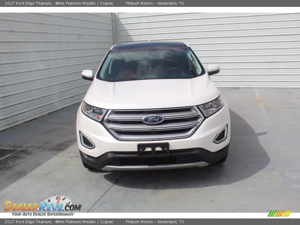 2017 Ford Edge Titanium White Platinum Metallic / Cognac Photo #2