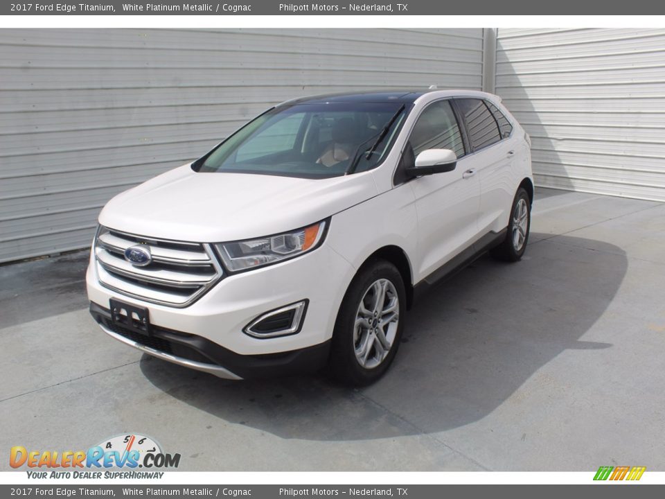 2017 Ford Edge Titanium White Platinum Metallic / Cognac Photo #3