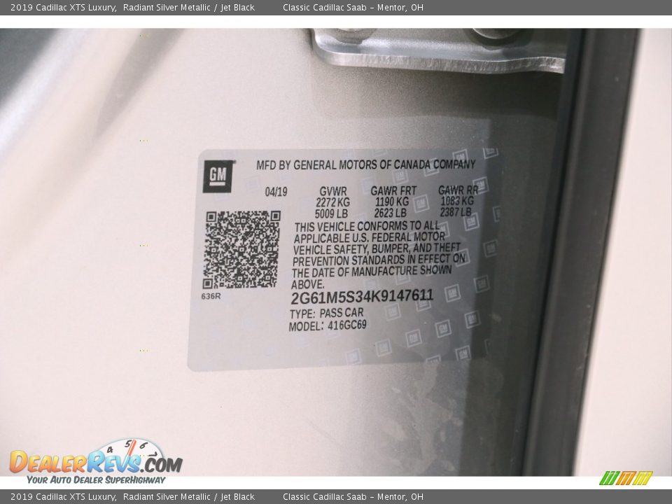 2019 Cadillac XTS Luxury Radiant Silver Metallic / Jet Black Photo #20