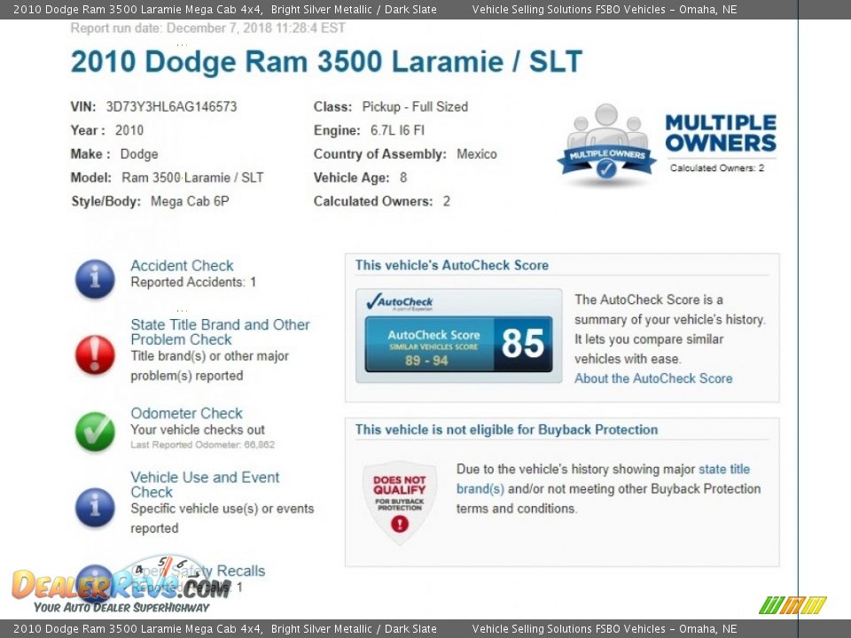 Dealer Info of 2010 Dodge Ram 3500 Laramie Mega Cab 4x4 Photo #2