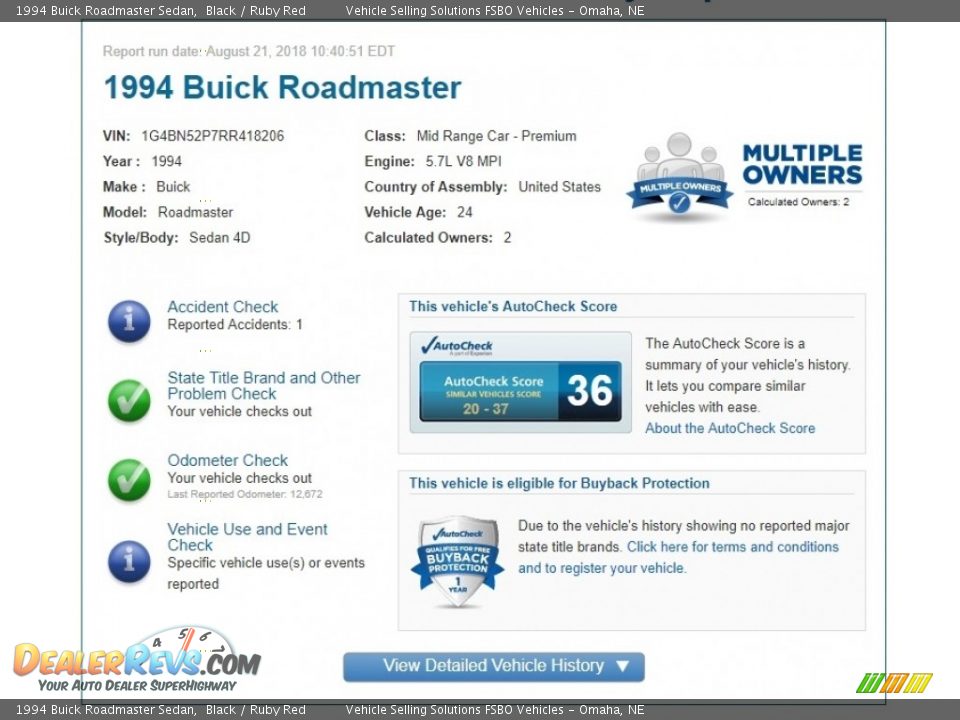 Dealer Info of 1994 Buick Roadmaster Sedan Photo #2