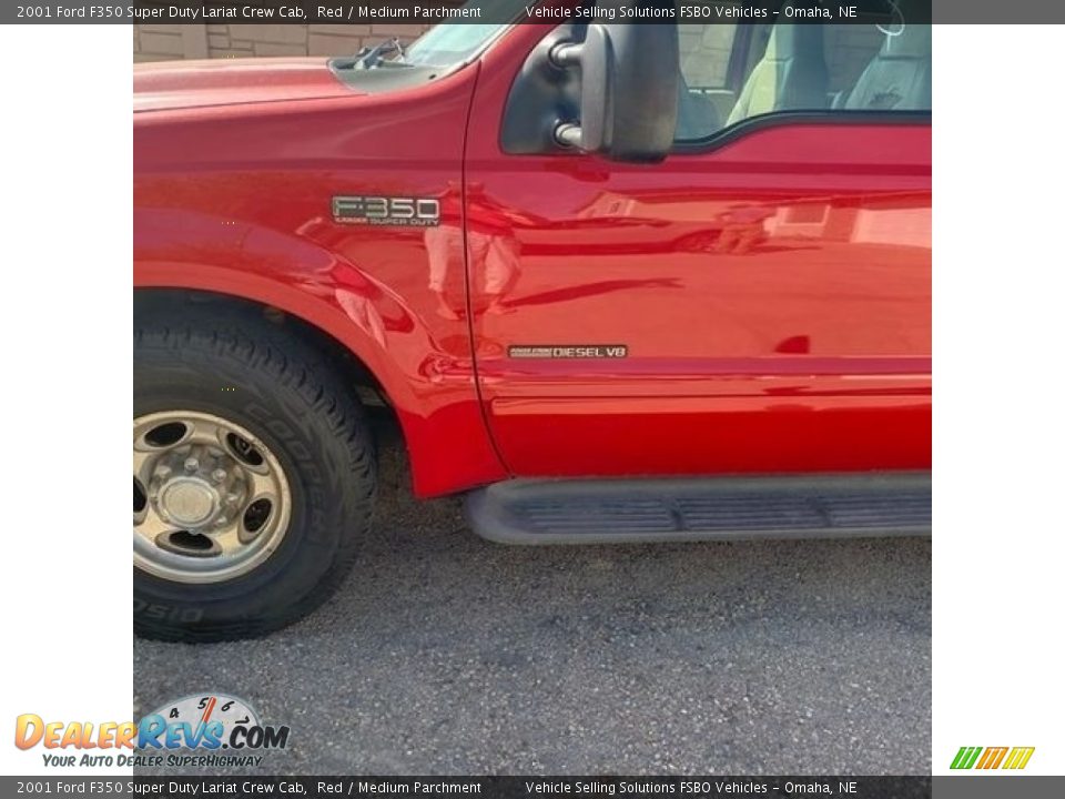 2001 Ford F350 Super Duty Lariat Crew Cab Red / Medium Parchment Photo #5