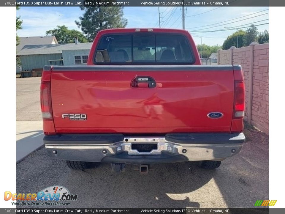 2001 Ford F350 Super Duty Lariat Crew Cab Red / Medium Parchment Photo #6