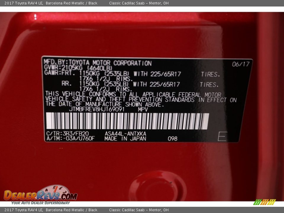 2017 Toyota RAV4 LE Barcelona Red Metallic / Black Photo #22