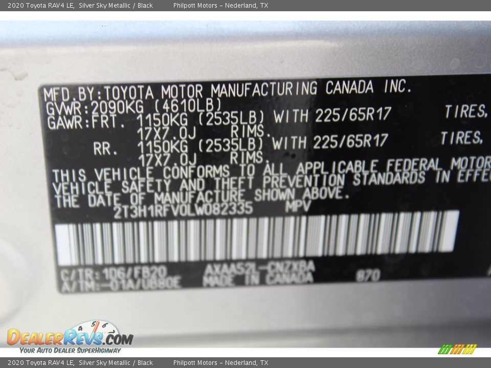 2020 Toyota RAV4 LE Silver Sky Metallic / Black Photo #23