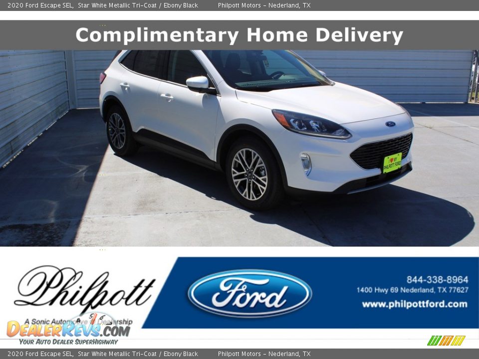 2020 Ford Escape SEL Star White Metallic Tri-Coat / Ebony Black Photo #1