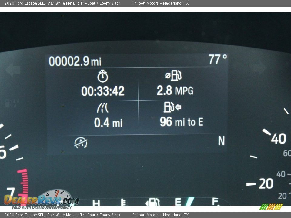 2020 Ford Escape SEL Star White Metallic Tri-Coat / Ebony Black Photo #14