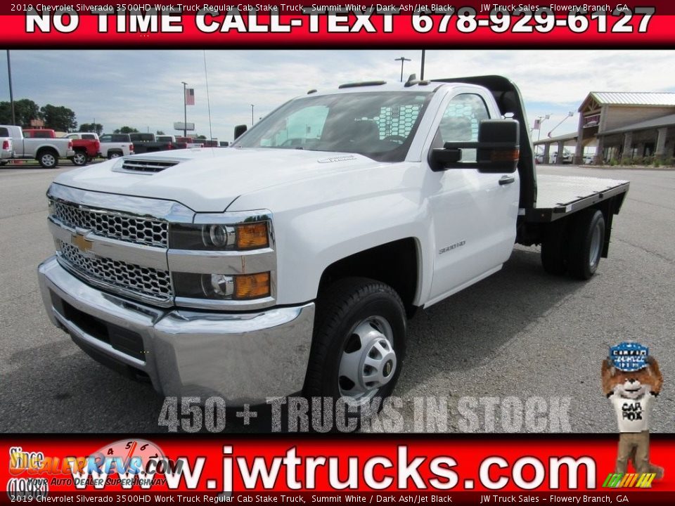 2019 Chevrolet Silverado 3500HD Work Truck Regular Cab Stake Truck Summit White / Dark Ash/Jet Black Photo #1