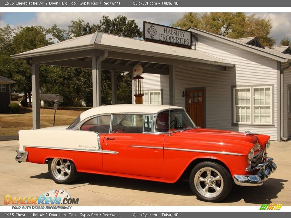 1955 Chevrolet Bel Air 2 Door Hard Top Gypsy Red / Red/White Photo #4