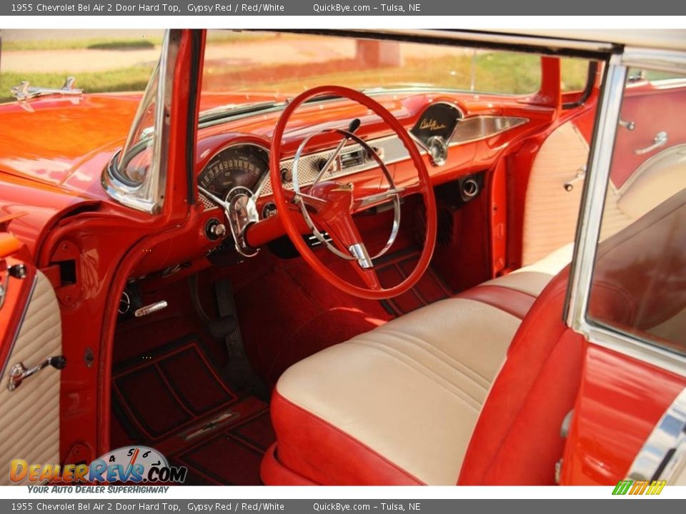 1955 Chevrolet Bel Air 2 Door Hard Top Gypsy Red / Red/White Photo #9