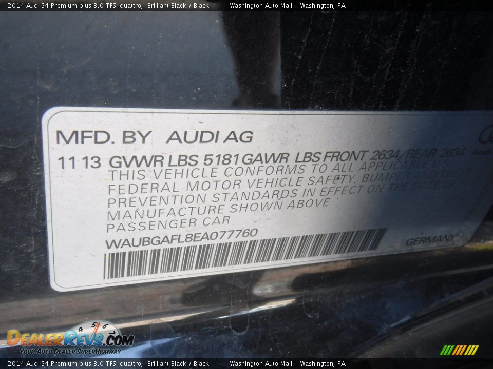 2014 Audi S4 Premium plus 3.0 TFSI quattro Brilliant Black / Black Photo #27