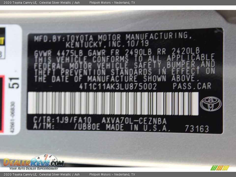 2020 Toyota Camry LE Celestial Silver Metallic / Ash Photo #25