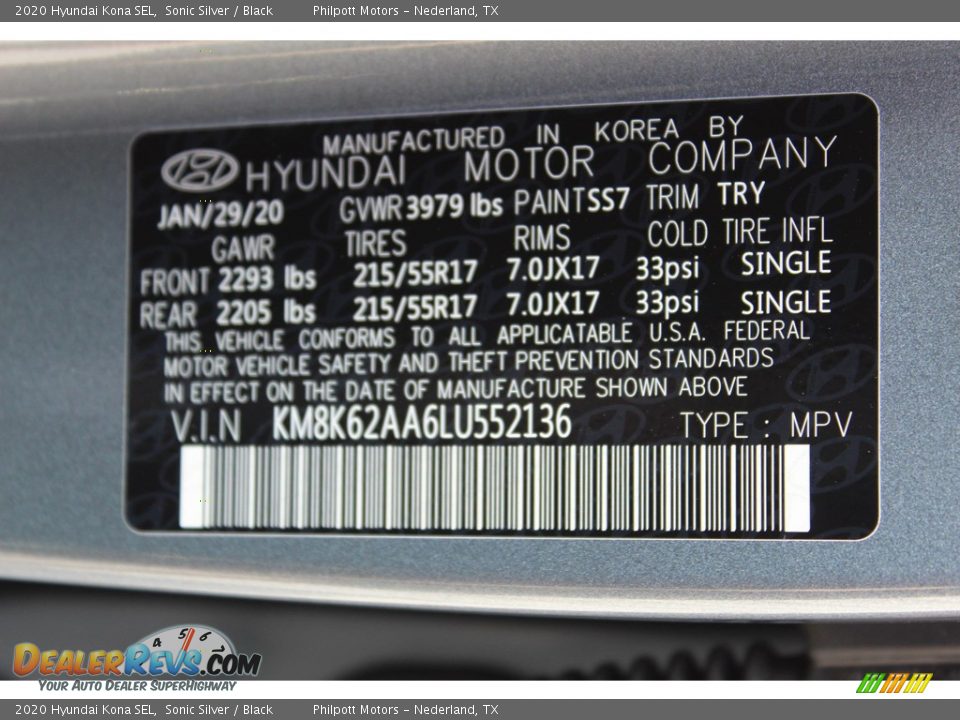 2020 Hyundai Kona SEL Sonic Silver / Black Photo #25