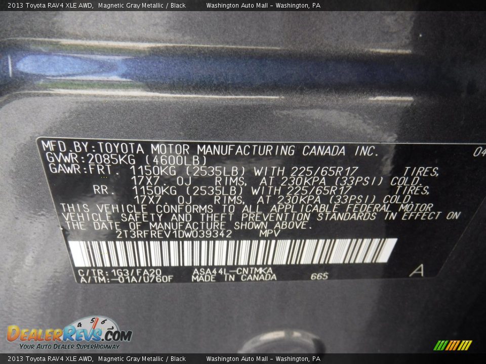 2013 Toyota RAV4 XLE AWD Magnetic Gray Metallic / Black Photo #27