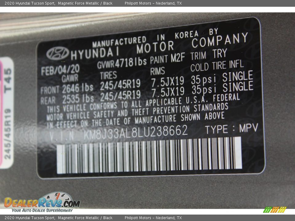 2020 Hyundai Tucson Sport Magnetic Force Metallic / Black Photo #25