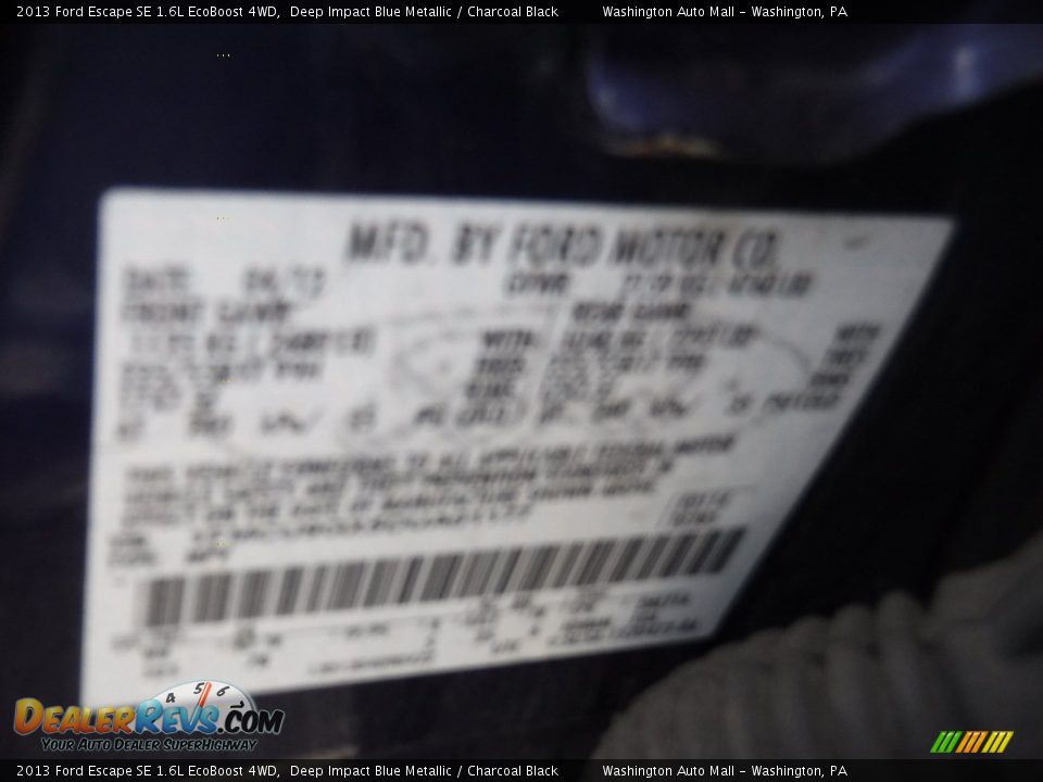 2013 Ford Escape SE 1.6L EcoBoost 4WD Deep Impact Blue Metallic / Charcoal Black Photo #24