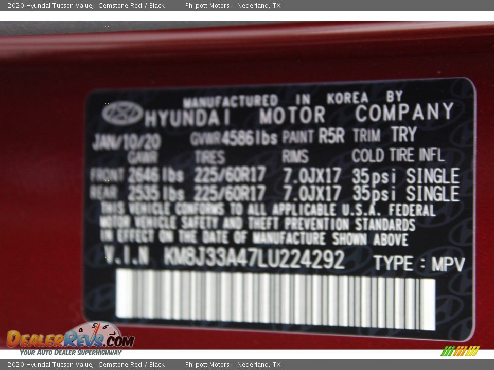 2020 Hyundai Tucson Value Gemstone Red / Black Photo #24