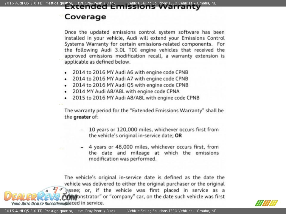 Dealer Info of 2016 Audi Q5 3.0 TDI Prestige quattro Photo #14