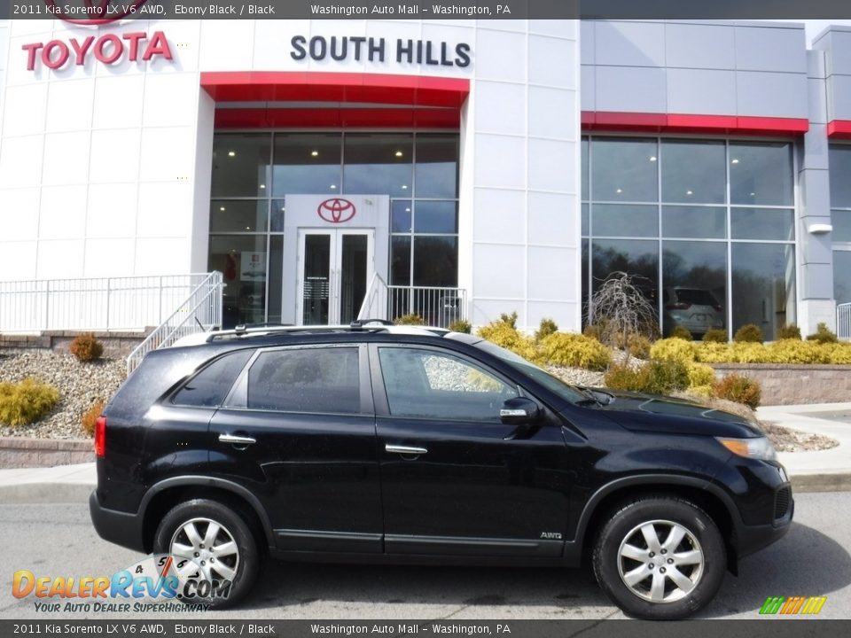 2011 Kia Sorento LX V6 AWD Ebony Black / Black Photo #2