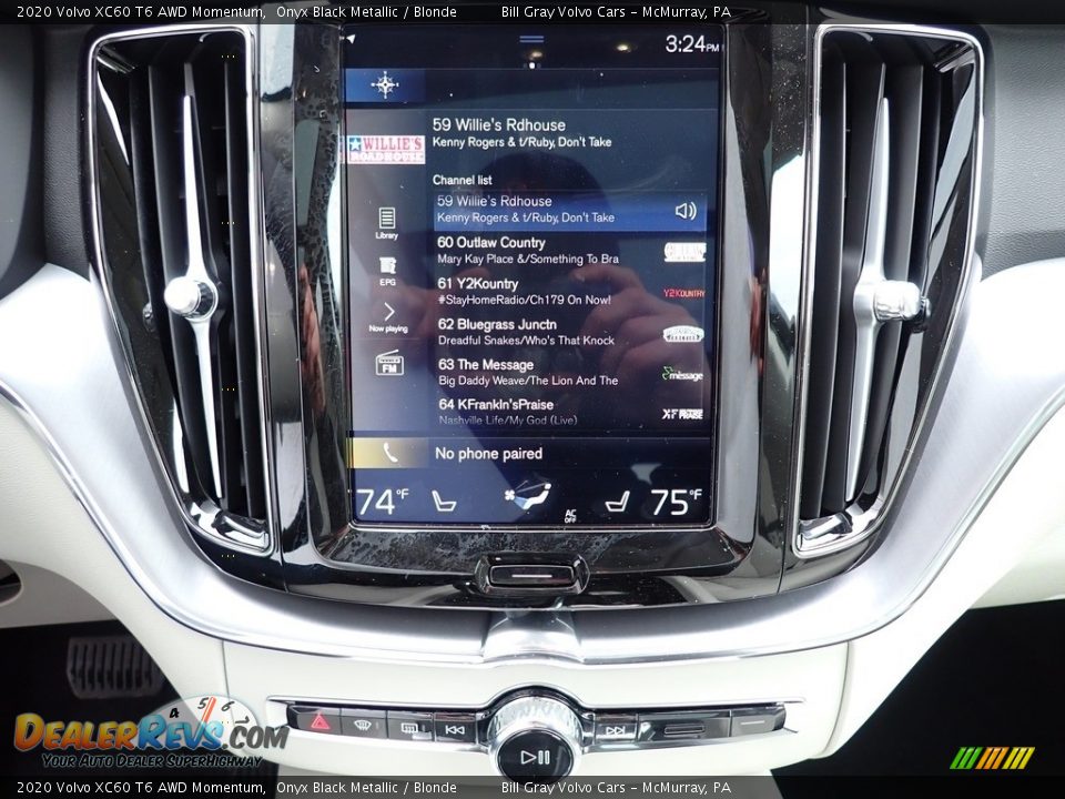 2020 Volvo XC60 T6 AWD Momentum Onyx Black Metallic / Blonde Photo #15