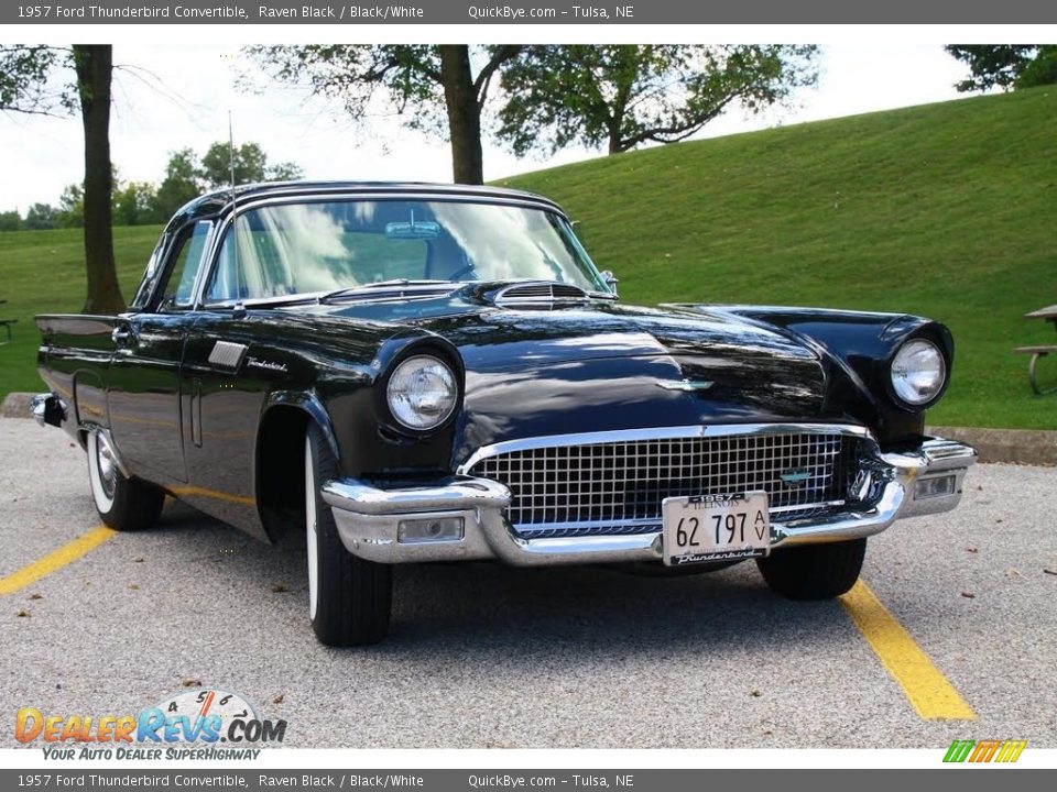 1957 Ford Thunderbird Convertible Raven Black / Black/White Photo #9