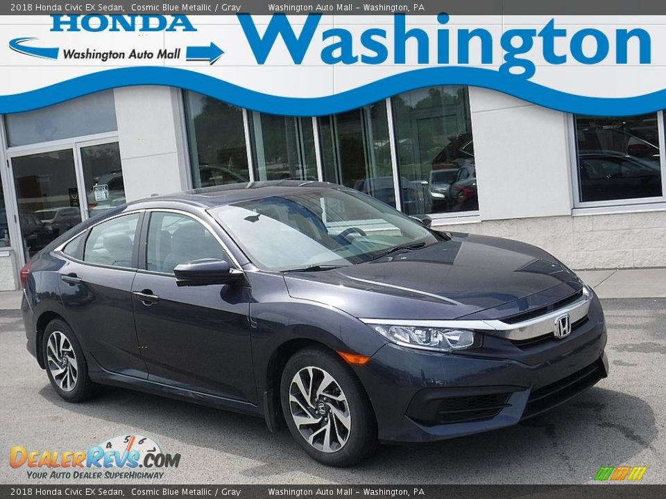 2018 Honda Civic EX Sedan Cosmic Blue Metallic / Gray Photo #1