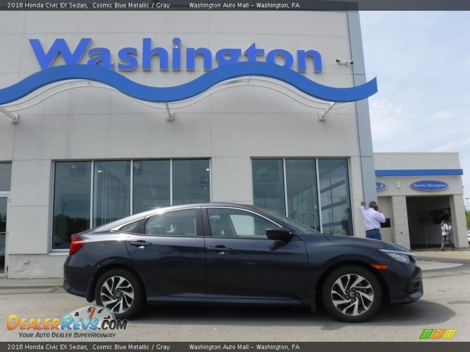 2018 Honda Civic EX Sedan Cosmic Blue Metallic / Gray Photo #2