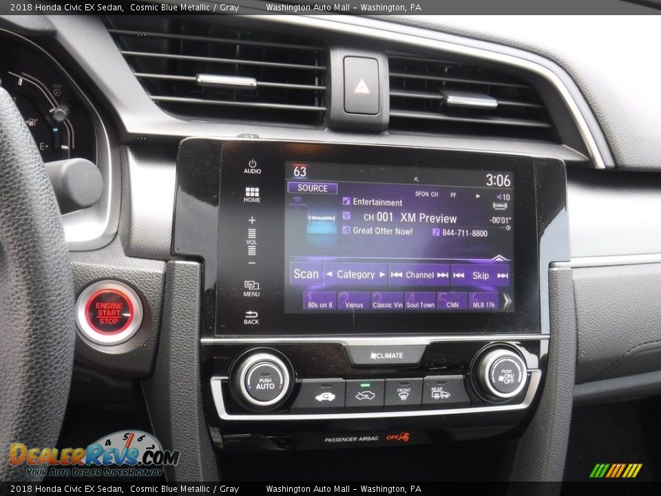 2018 Honda Civic EX Sedan Cosmic Blue Metallic / Gray Photo #16