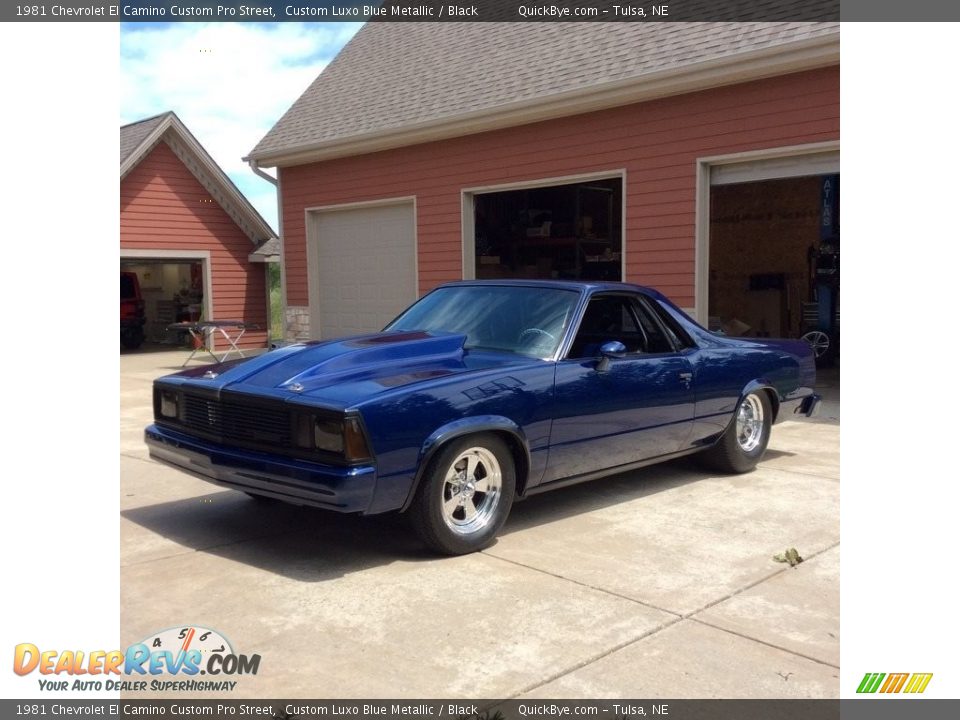 1981 Chevrolet El Camino Custom Pro Street Custom Luxo Blue Metallic / Black Photo #3