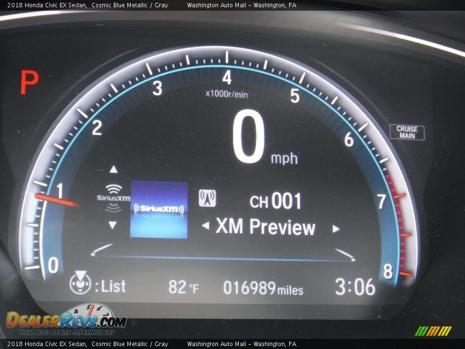 2018 Honda Civic EX Sedan Cosmic Blue Metallic / Gray Photo #28