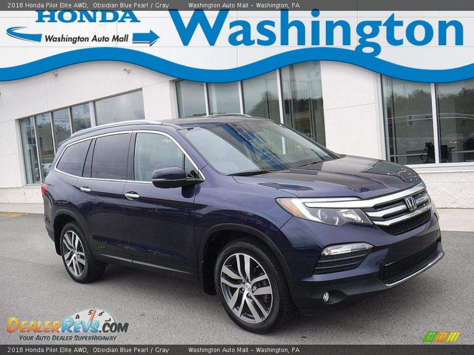 2018 Honda Pilot Elite AWD Obsidian Blue Pearl / Gray Photo #1