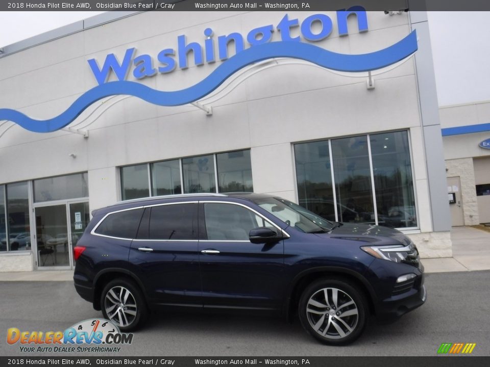 2018 Honda Pilot Elite AWD Obsidian Blue Pearl / Gray Photo #2