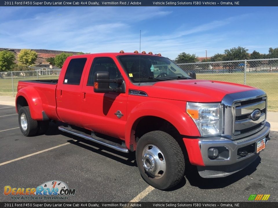 Vermillion Red 2011 Ford F450 Super Duty Lariat Crew Cab 4x4 Dually Photo #8