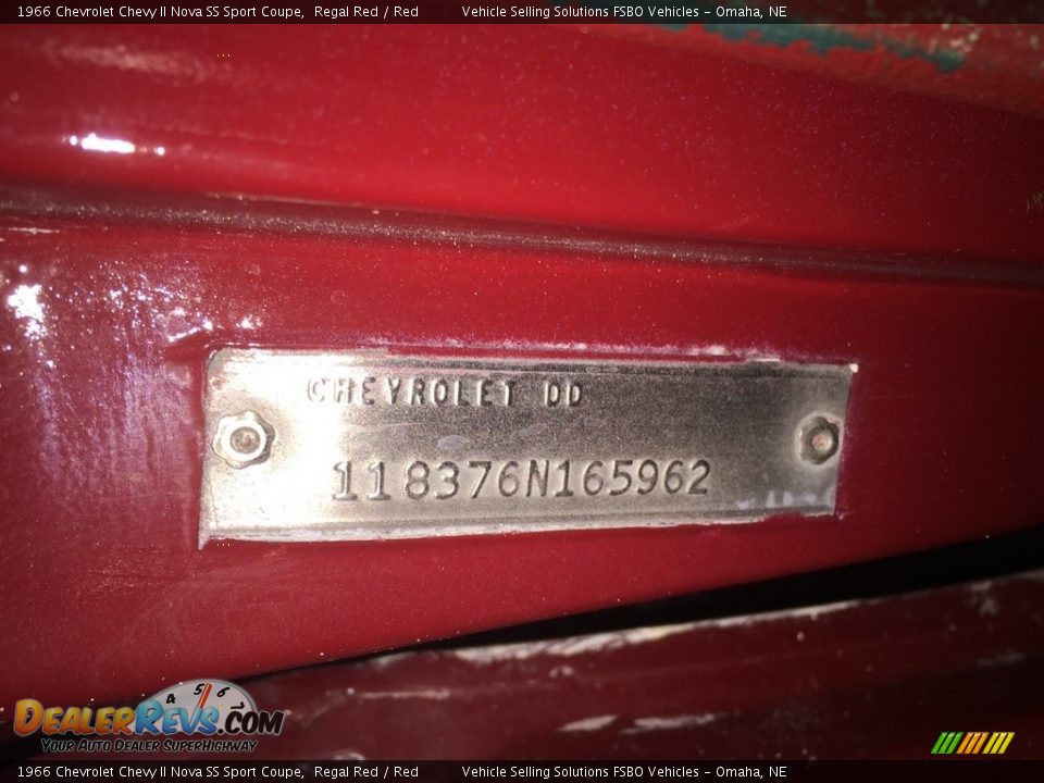 Info Tag of 1966 Chevrolet Chevy II Nova SS Sport Coupe Photo #11