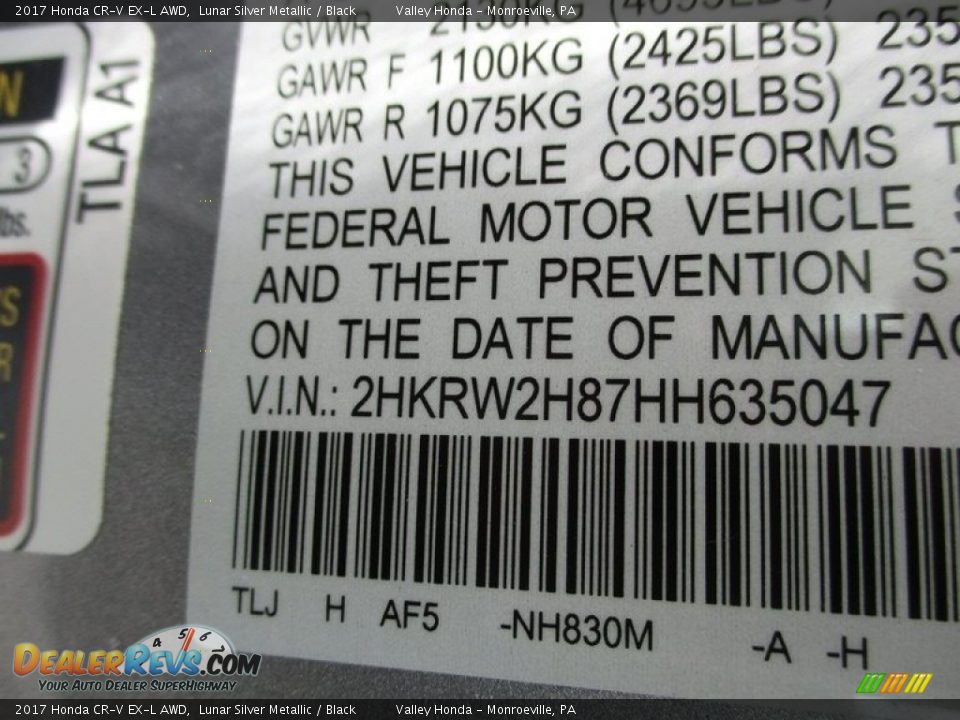 2017 Honda CR-V EX-L AWD Lunar Silver Metallic / Black Photo #19