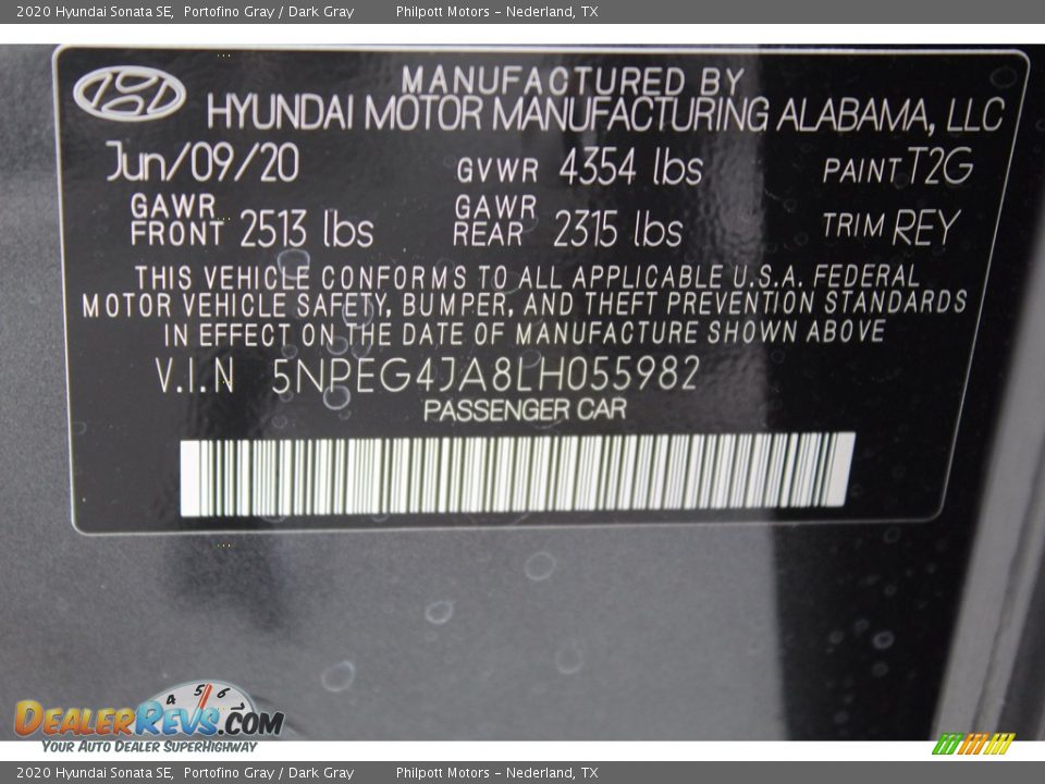 2020 Hyundai Sonata SE Portofino Gray / Dark Gray Photo #23