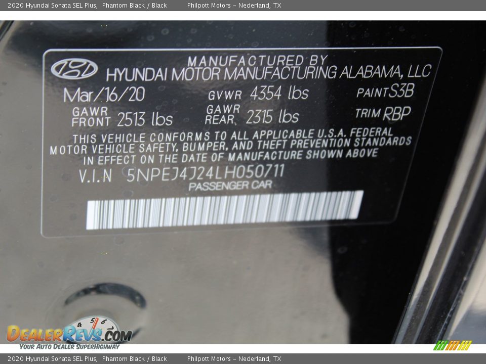 2020 Hyundai Sonata SEL Plus Phantom Black / Black Photo #24