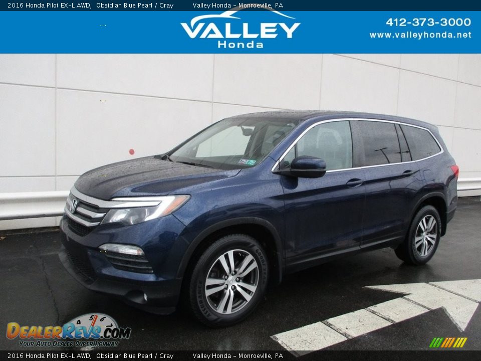 2016 Honda Pilot EX-L AWD Obsidian Blue Pearl / Gray Photo #1