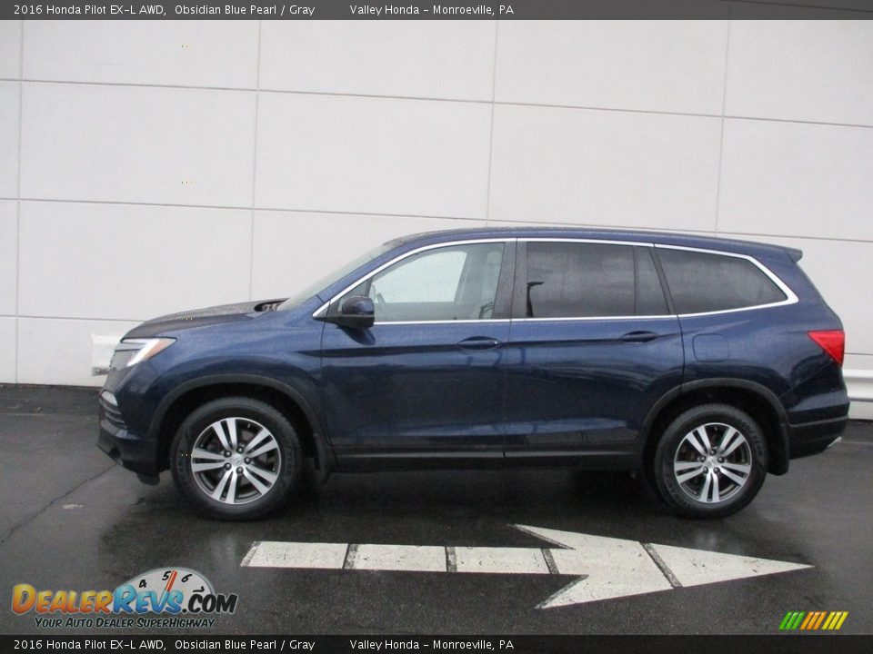 2016 Honda Pilot EX-L AWD Obsidian Blue Pearl / Gray Photo #2