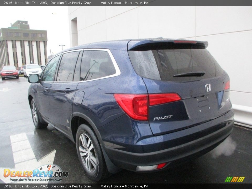 2016 Honda Pilot EX-L AWD Obsidian Blue Pearl / Gray Photo #3