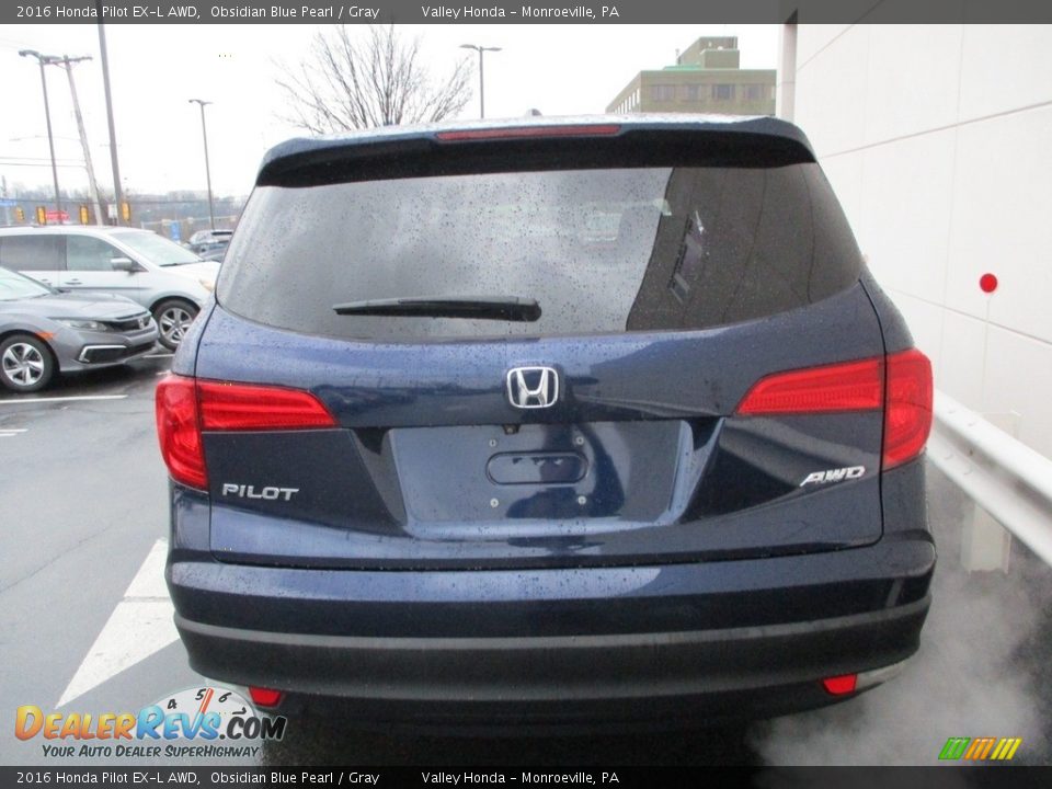 2016 Honda Pilot EX-L AWD Obsidian Blue Pearl / Gray Photo #4