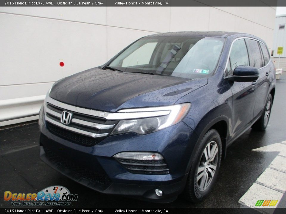 2016 Honda Pilot EX-L AWD Obsidian Blue Pearl / Gray Photo #7