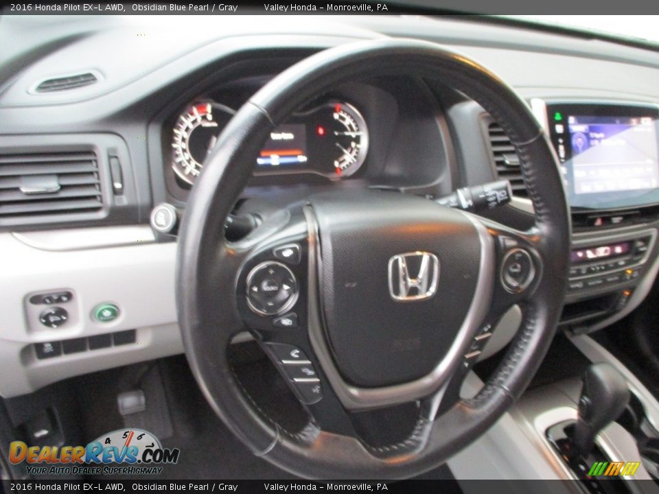 2016 Honda Pilot EX-L AWD Obsidian Blue Pearl / Gray Photo #13