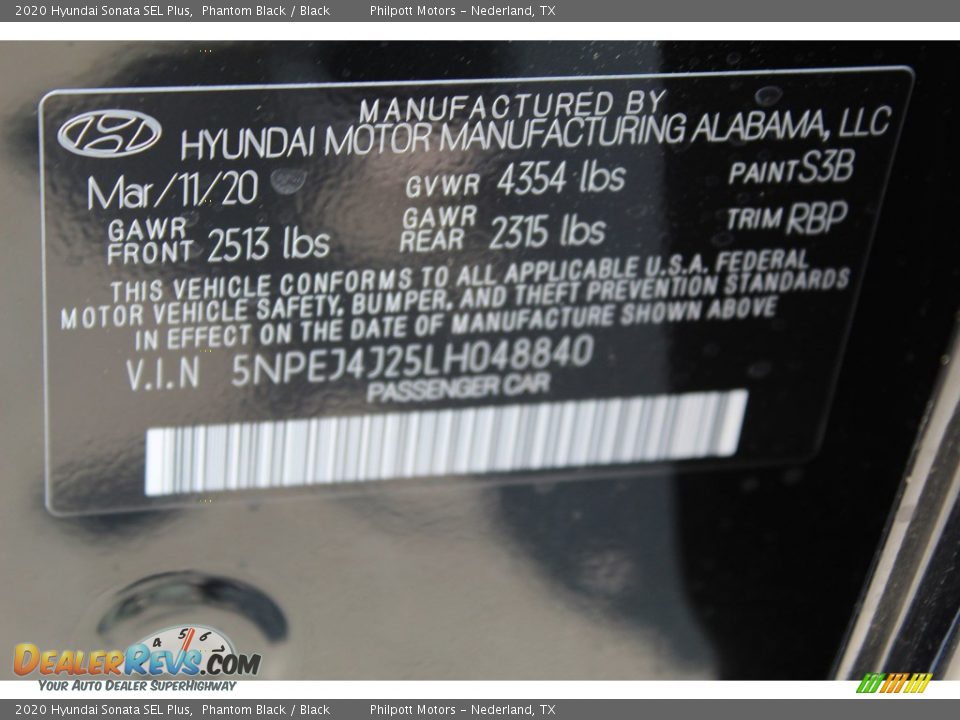 2020 Hyundai Sonata SEL Plus Phantom Black / Black Photo #25
