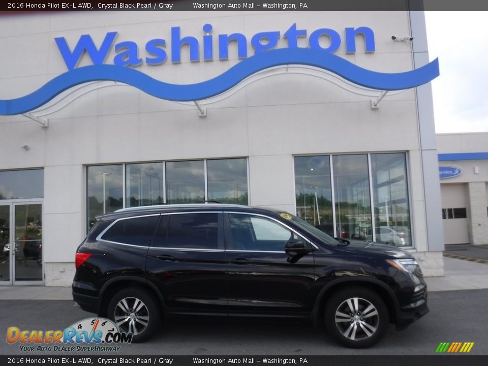 2016 Honda Pilot EX-L AWD Crystal Black Pearl / Gray Photo #2