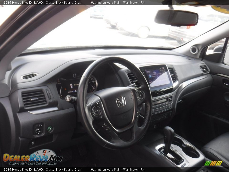 2016 Honda Pilot EX-L AWD Crystal Black Pearl / Gray Photo #13
