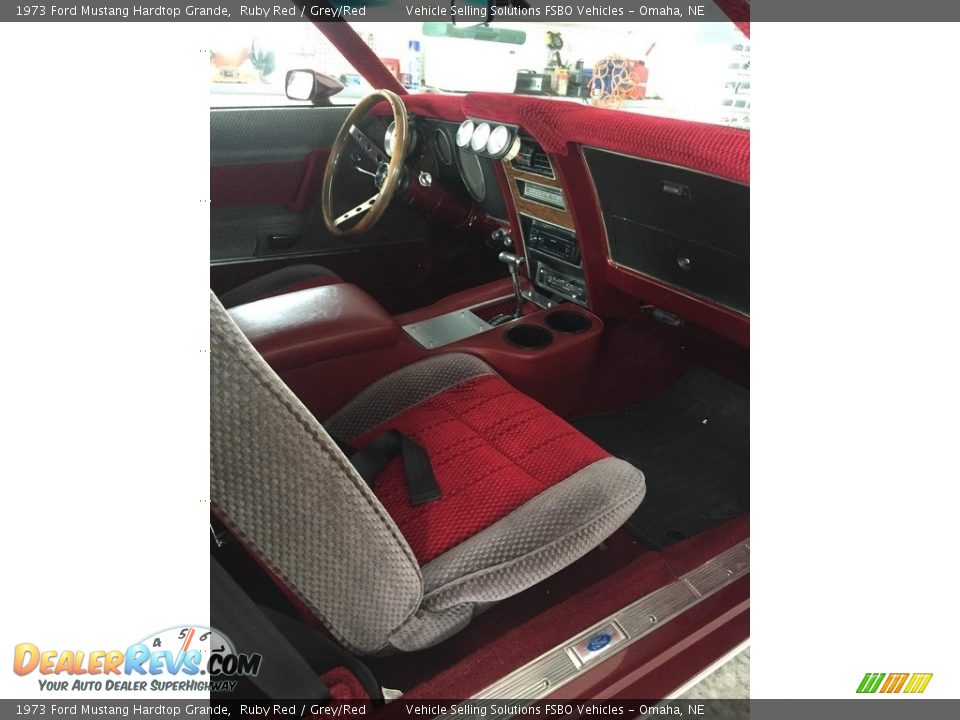 1973 Ford Mustang Hardtop Grande Ruby Red / Grey/Red Photo #9
