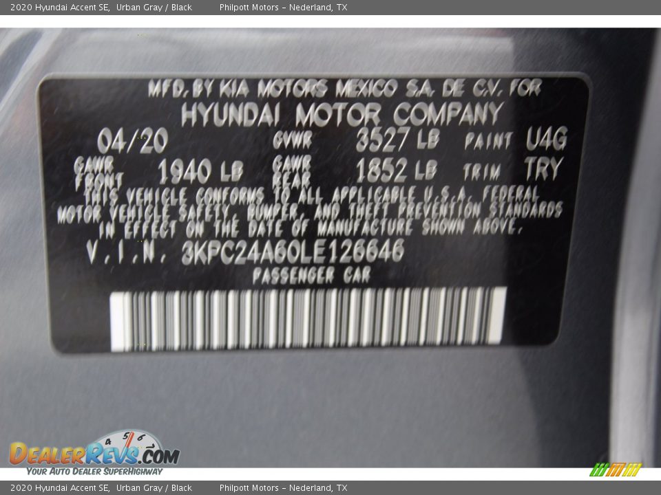 2020 Hyundai Accent SE Urban Gray / Black Photo #24