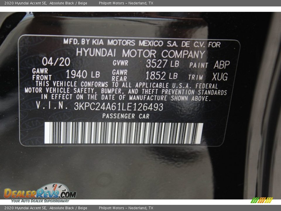 2020 Hyundai Accent SE Absolute Black / Beige Photo #23