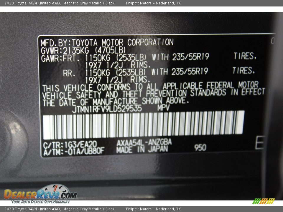 2020 Toyota RAV4 Limited AWD Magnetic Gray Metallic / Black Photo #25